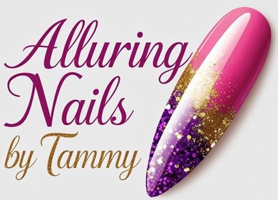 Vibrant purple and pink nail design at Alluring Nails by Tammy, New Providence, BS.
