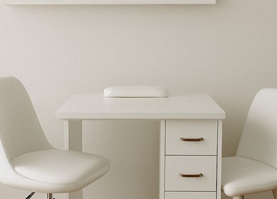 Stylish manicure station at Alluring Nails by Tammy, New Providence, BS, offering relaxing nail care.