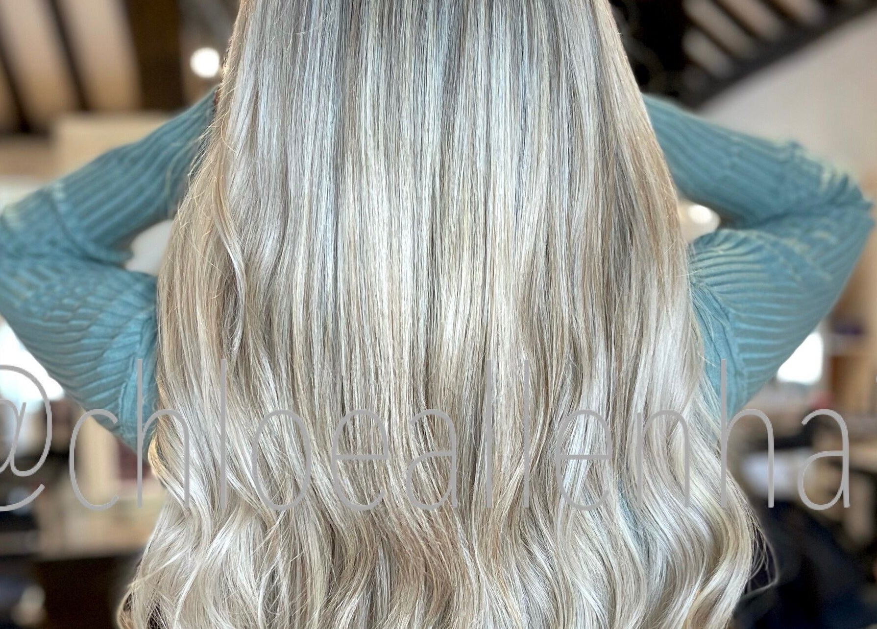 Luxurious blonde waves styled at Chloe Allen Hair, Andover, England, GB.