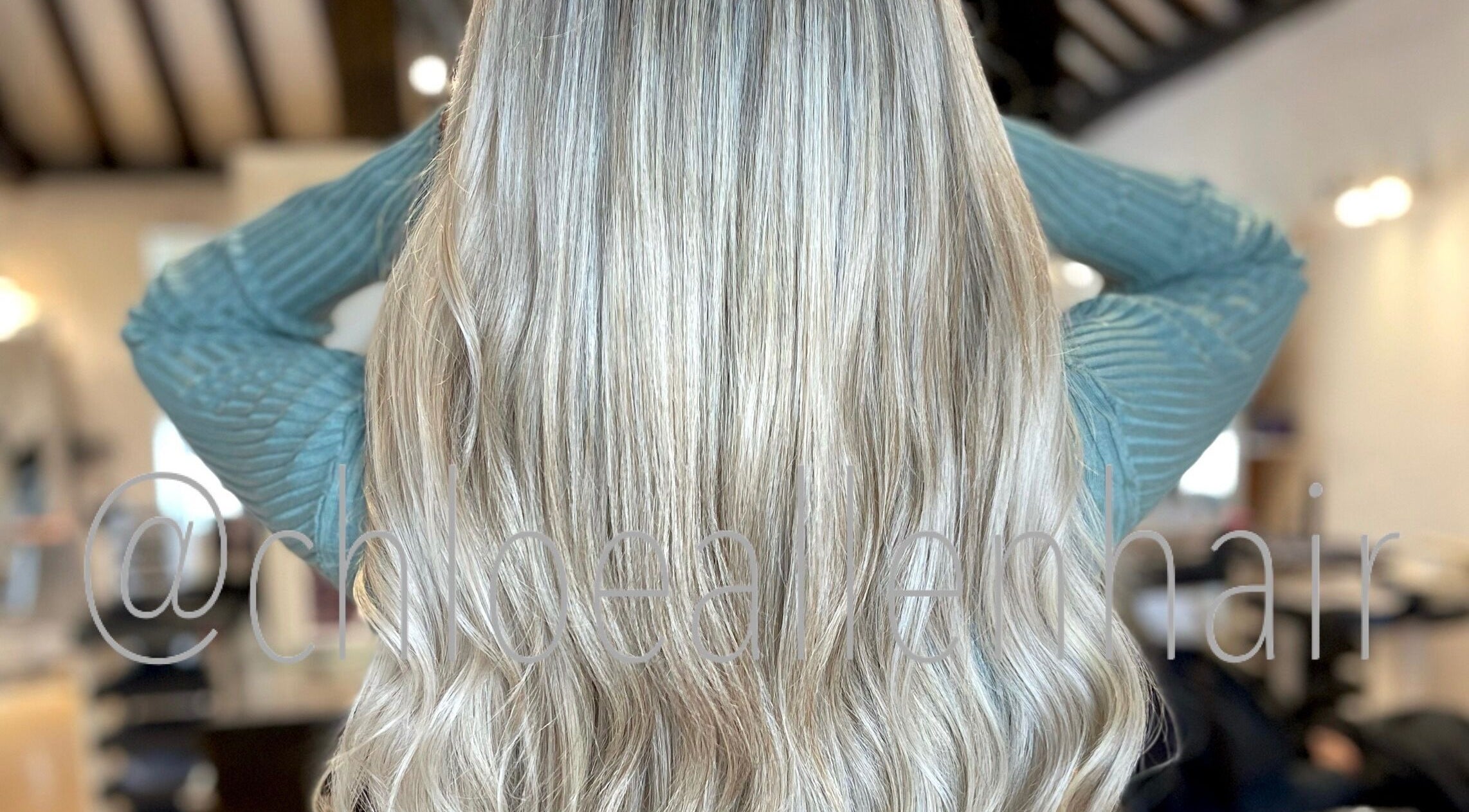 Luxurious blonde waves styled at Chloe Allen Hair, Andover, England, GB.