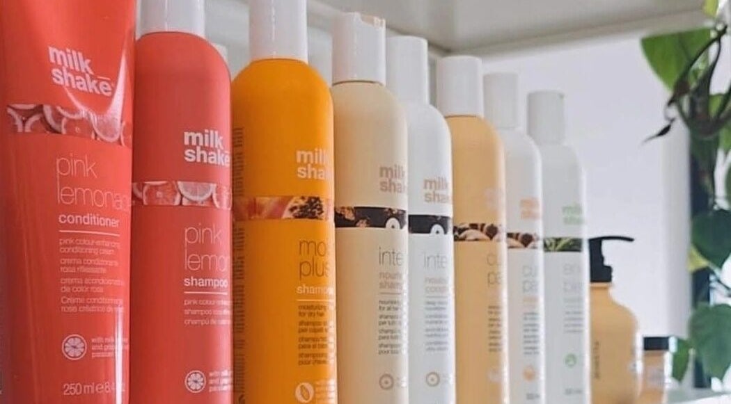 Array of vibrant shampoo bottles at Lincoln Hair Shack, Port Lincoln, South Australia, AU.