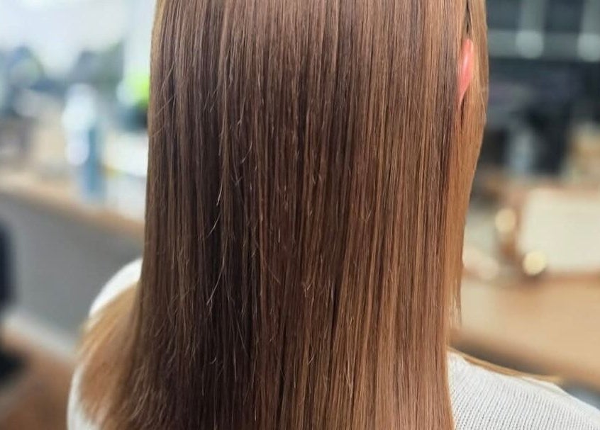 Smooth straight brown hair styled at Lincoln Hair Shack, Port Lincoln, South Australia, AU.