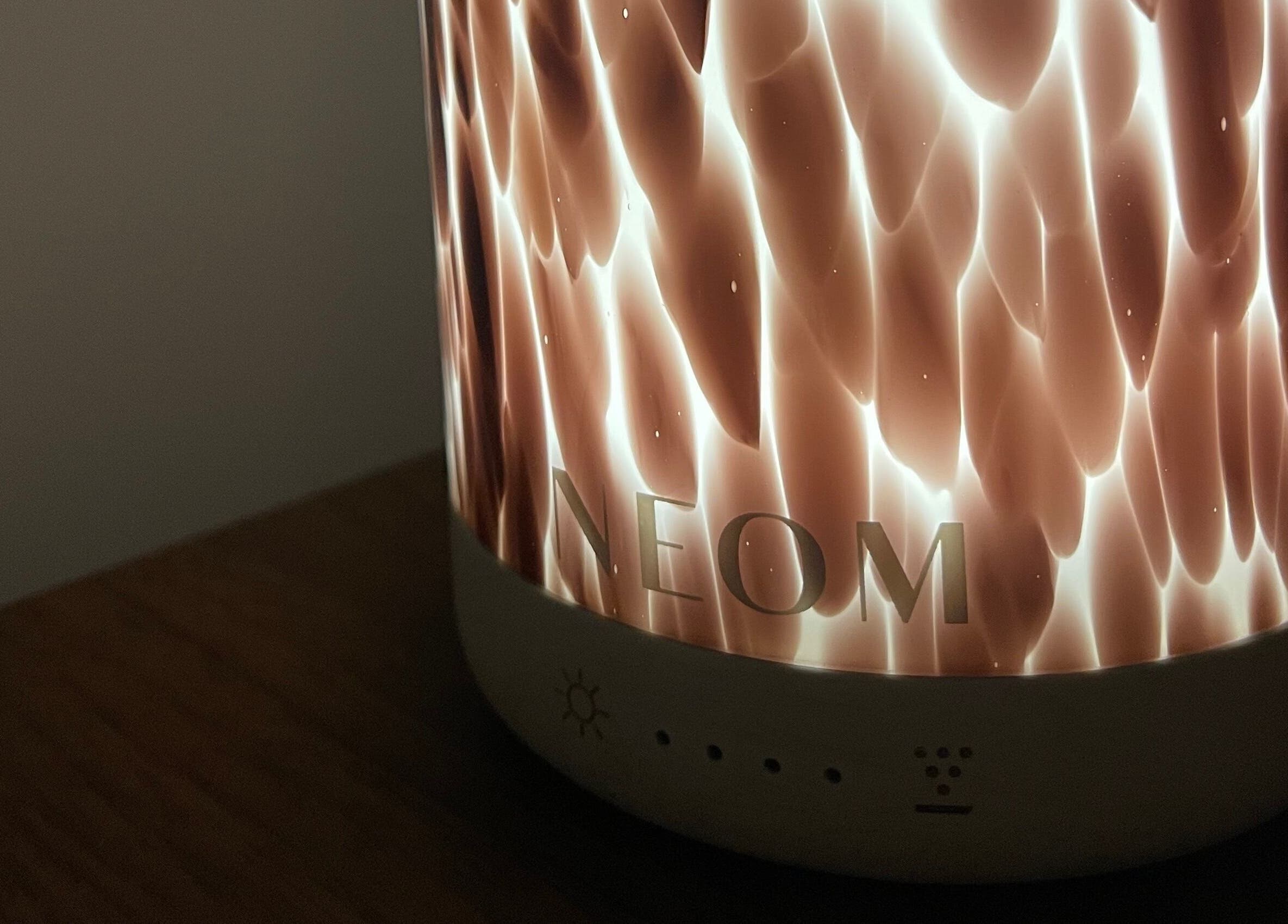 Elegant NEOM diffuser radiates warmth at Netherfield Beauty & Co, Castleford, England, GB.