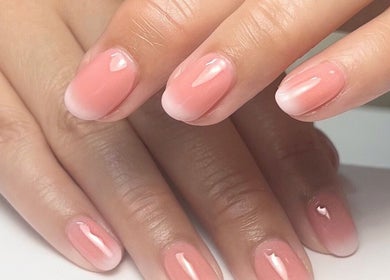 Graceful pink ombre manicure by Kate Matthews Master Nail Artist at Weymouth, England, GB.