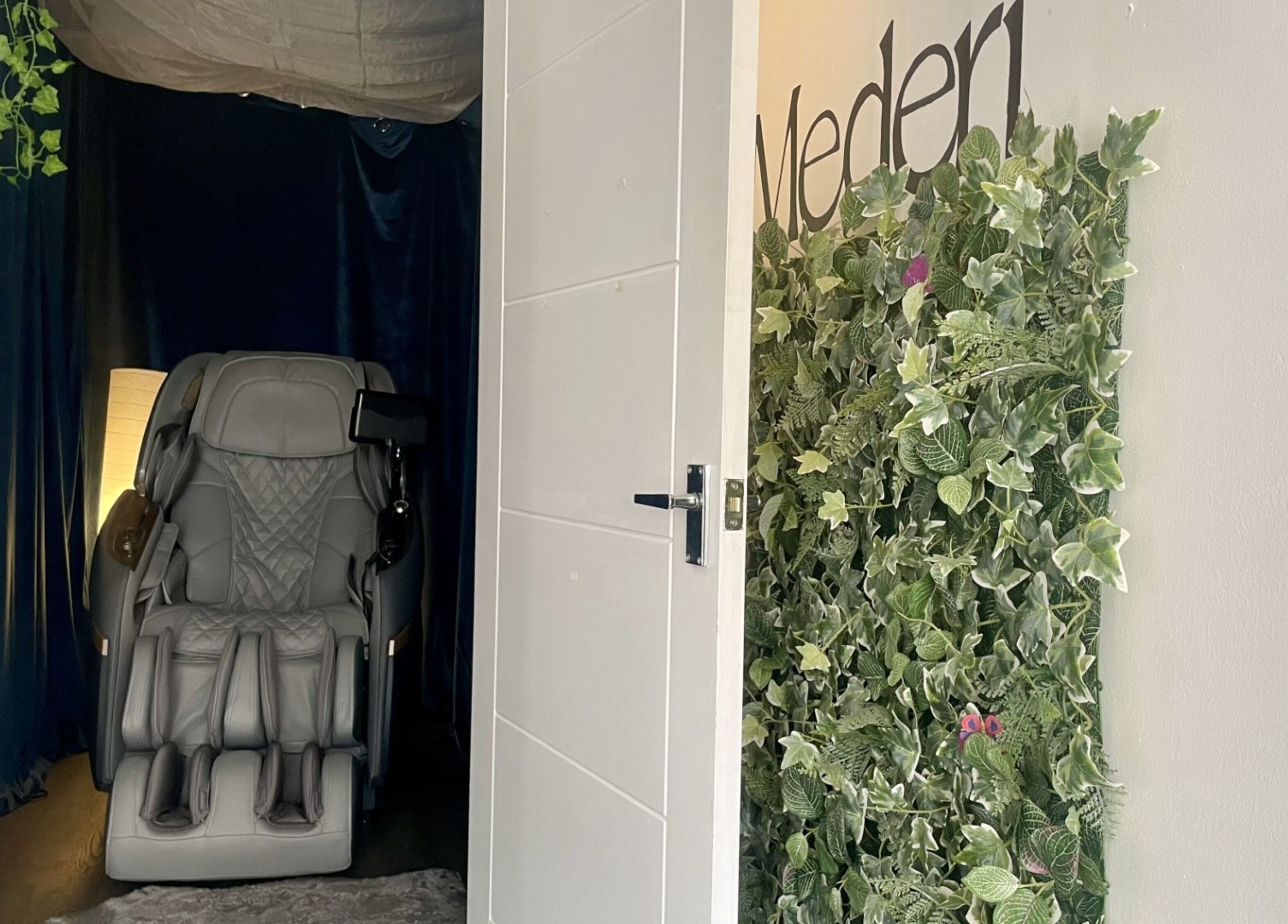 Massage chair at Mederi Wellness in Garsington, England, GB, providing a tranquil retreat.