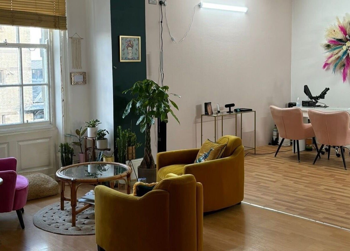 Stylish interior of The Piercing Lady in Darlington, England, GB with plush seating and vibrant decor.