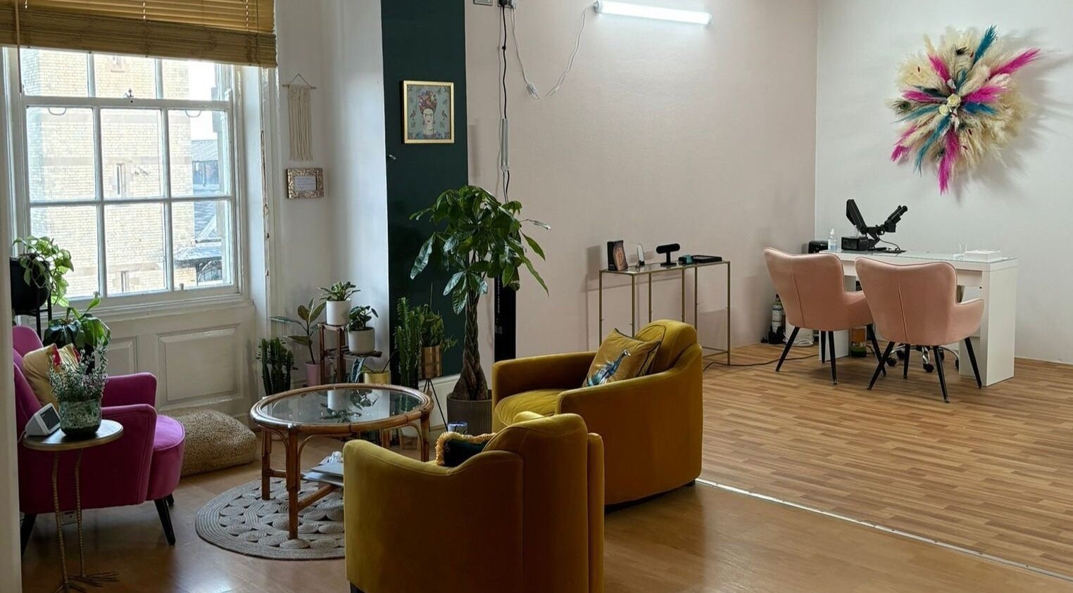 Stylish interior of The Piercing Lady in Darlington, England, GB with plush seating and vibrant decor.