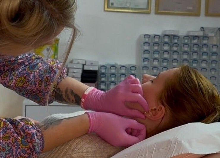 Professional ear piercing at The Piercing Lady, Darlington, England. Skilled artist ensuring safety and precision.