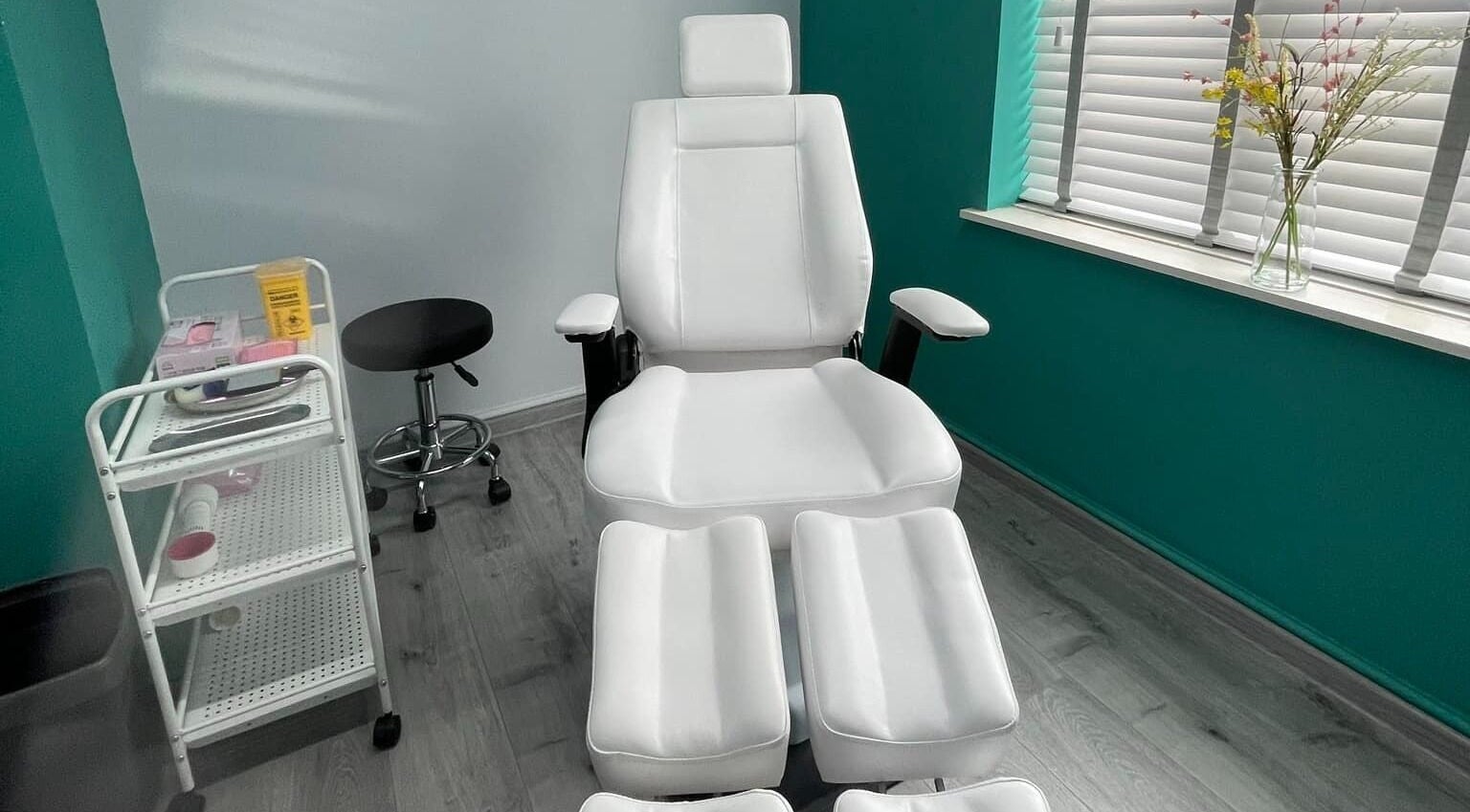Luxurious treatment chair at Royal Beauty, Northampton, England, GB, designed for ultimate comfort and relaxation.