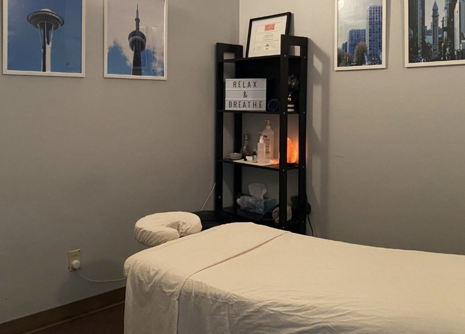 Relaxing massage room at Bluebell Health, Winnipeg, Manitoba, CA featuring a cozy treatment bed.