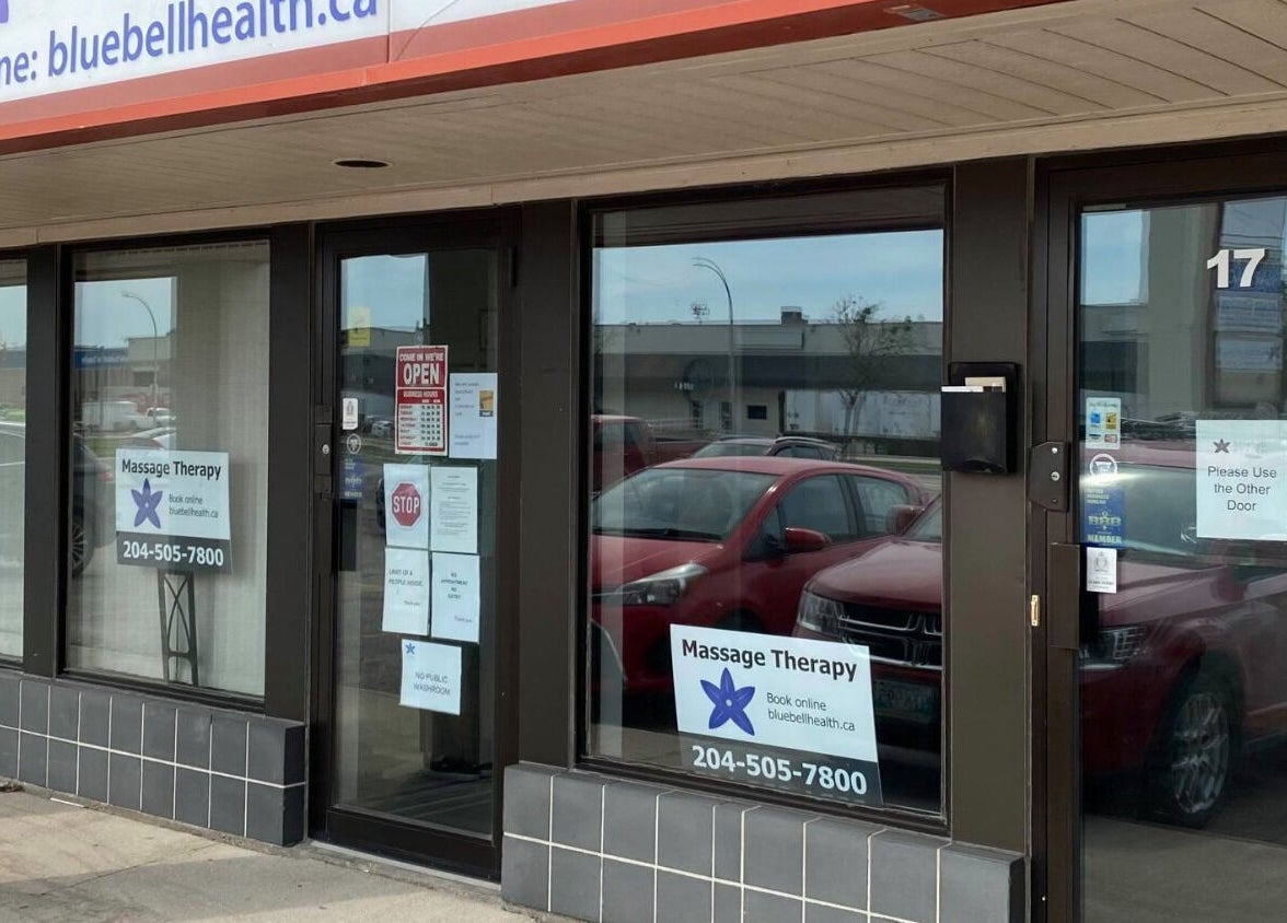 Front entrance of Bluebell Health, Winnipeg, Manitoba, CA with visible signage.