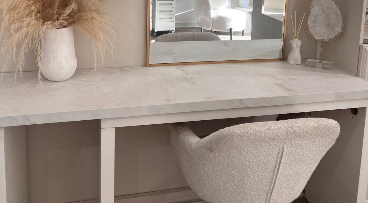 Elegant makeup vanity at H A Beauty & Aesthetics within The Hair Extension Shop, West Wickham, England, GB.