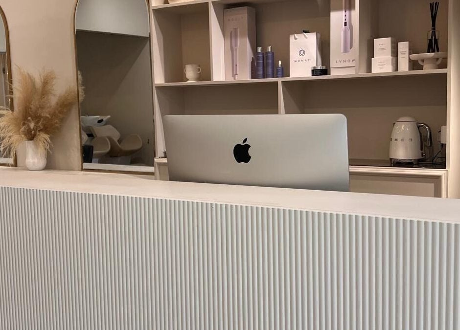 Sleek reception at H A Beauty & Aesthetics, West Wickham, England, GB, showcasing elegance and modern design.