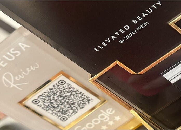 Display encouraging reviews at Elevated Beauty by SFA in Miller Place, New York, US.