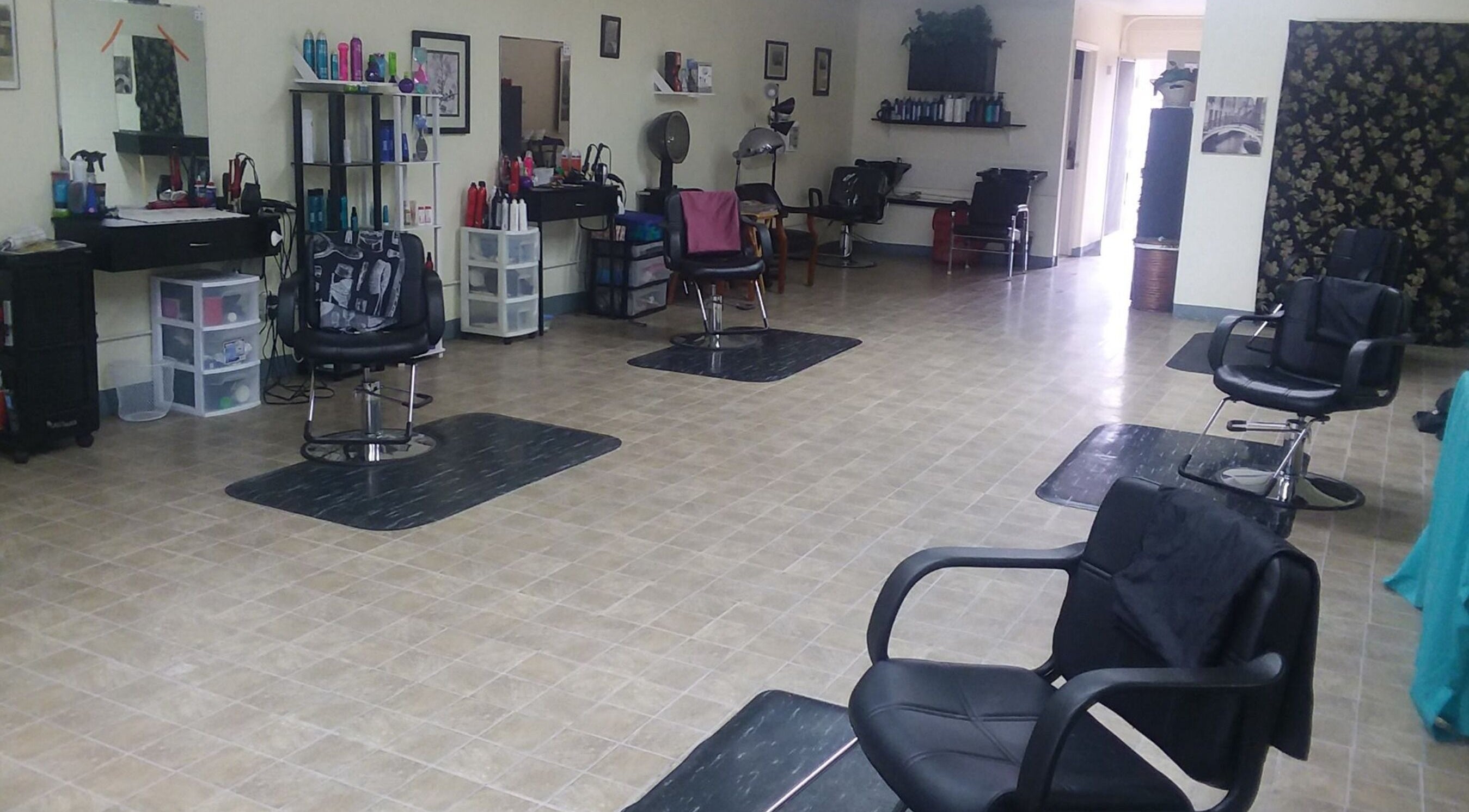 Interior view of Hairbenders Salon in Prescott Valley, Arizona, US, featuring styling chairs and equipment.