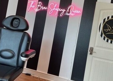 Modern brow studio at The Brow Shaping Queen in Frisco, Texas, US with stylish black and white decor.