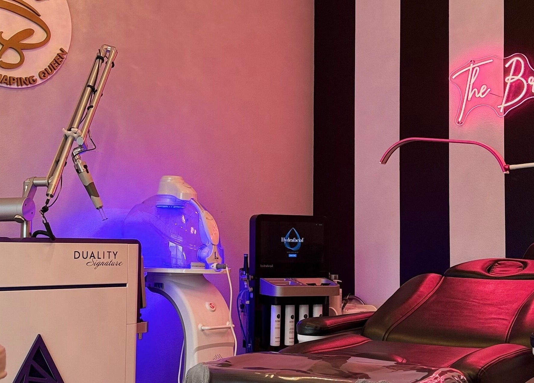 Modern treatment room at The Brow Shaping Queen in Frisco, Texas, US, showcasing advanced wellness technology.
