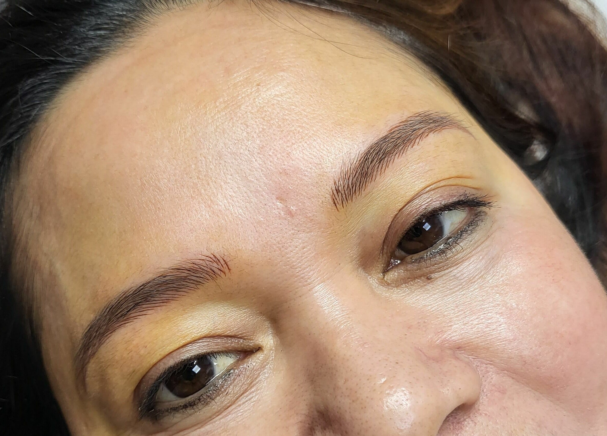 Close-up of enhanced brows at Broadway Beauty, Southend-on-Sea, England. Smooth, natural finish.