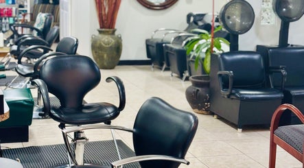 Modern salon chairs at Arelis Beauty Salon in Orlando, Florida, US offer a sleek, relaxing environment for clients.