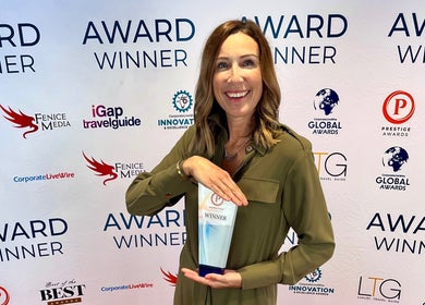 Award-winning moment at Gower Garden Therapies, Southgate, Wales, GB, showcased with a prestigious trophy.