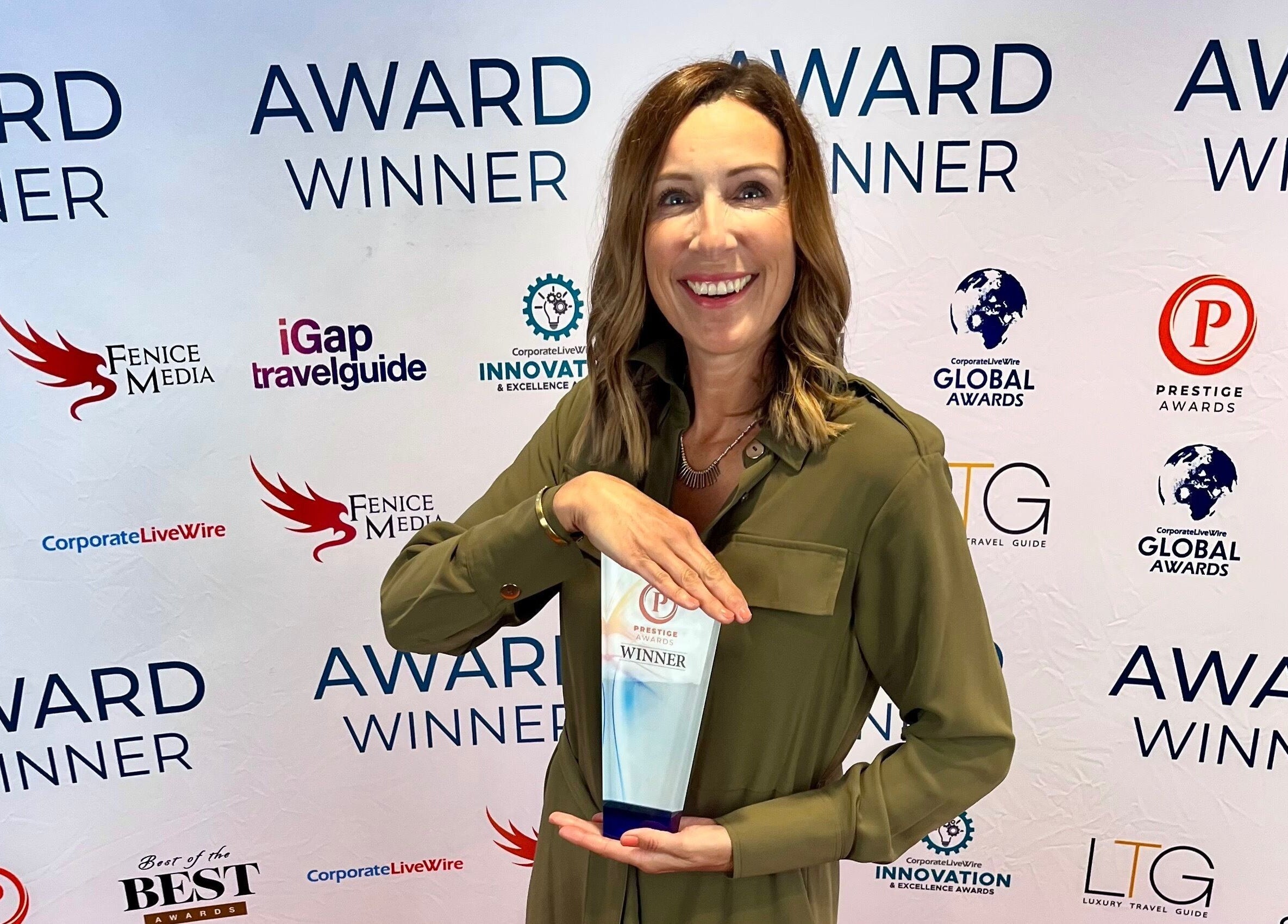 Award-winning moment at Gower Garden Therapies, Southgate, Wales, GB, showcased with a prestigious trophy.