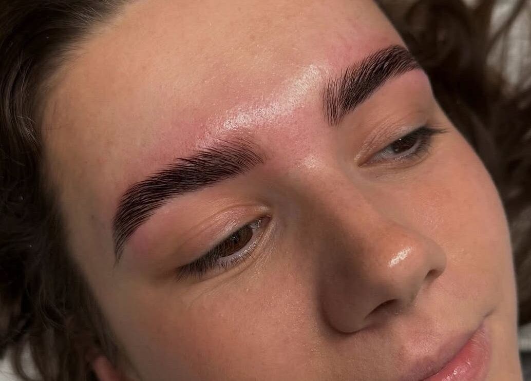 Close-up of beautifully styled eyebrows at GM Studio, Swalwell, England, GB.