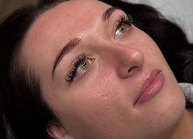 Close-up of elegant eyelash extensions at GM Studio, Swalwell, England, GB enhancing natural beauty.