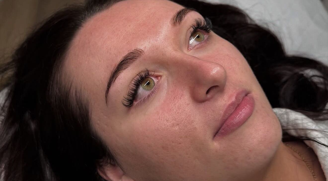 Close-up of elegant eyelash extensions at GM Studio, Swalwell, England, GB enhancing natural beauty.