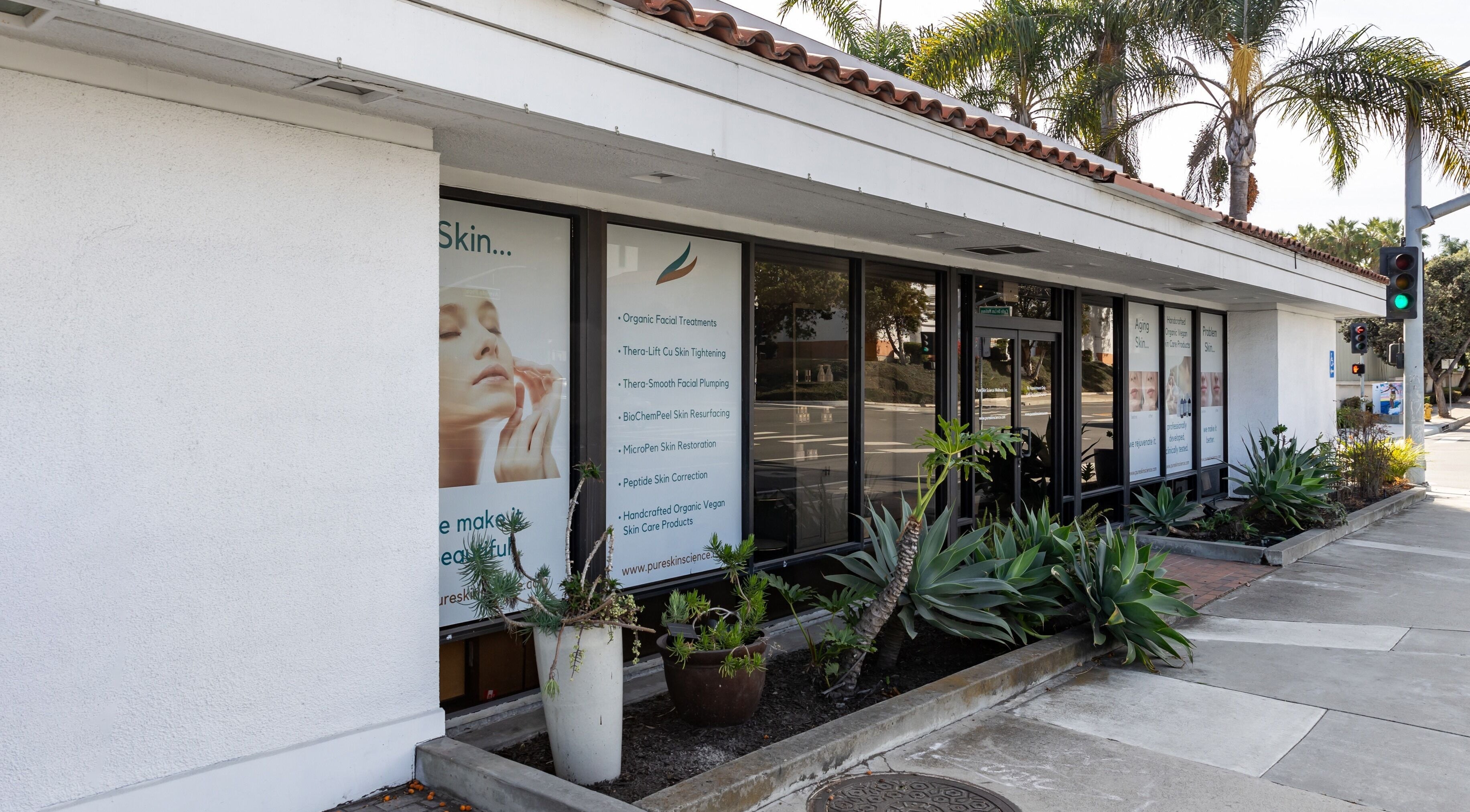 Pure Skin Science Organic Lab and Spa exterior, highlighting wellness services in San Clemente, California, US.