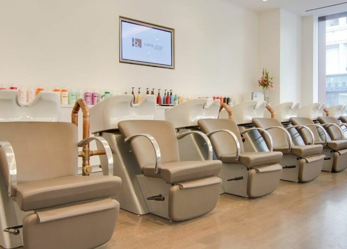 Modern salon chairs at Angela Chong-Montague (J. Roland Salon) in San Francisco, California, US.