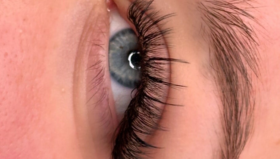 Close-up of elegant eyelash extensions at BebeLashx, London, England, GB.