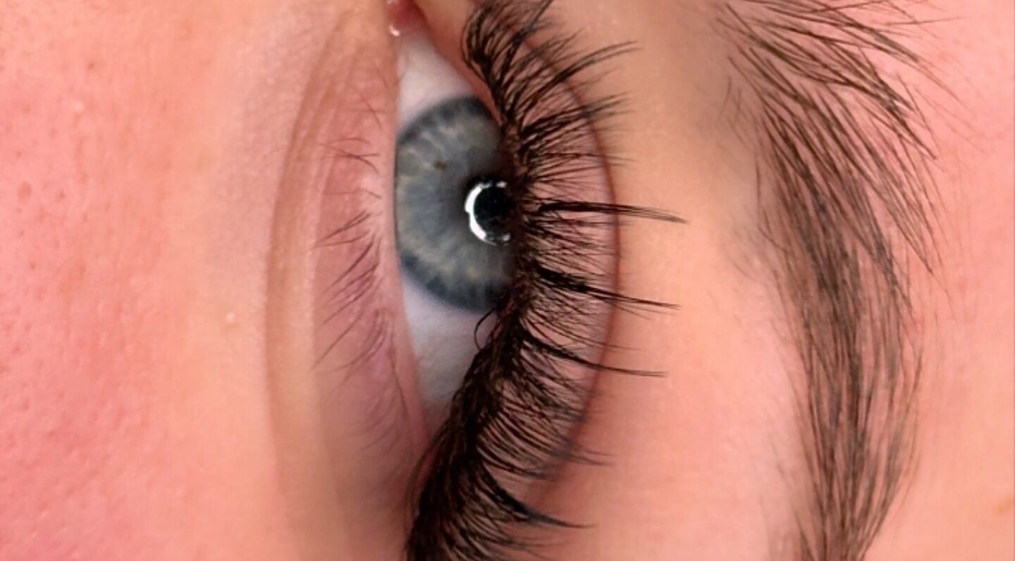 Close-up of elegant eyelash extensions at BebeLashx, London, England, GB.