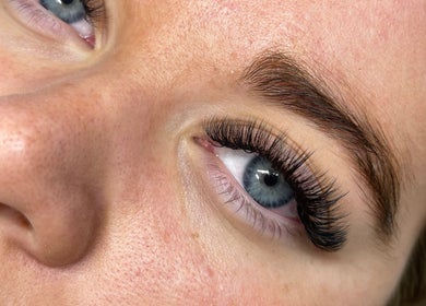 Close-up of voluminous eyelashes at BebeLashx, London, England, GB, enhancing natural beauty.