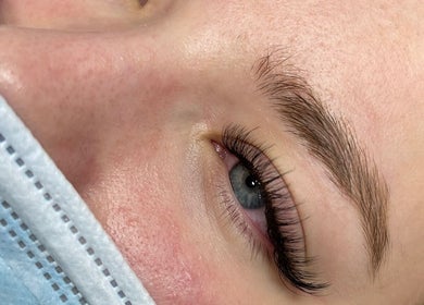 Close-up of lush lashes at BebeLashx, London, England, GB. Enhancing your natural beauty.