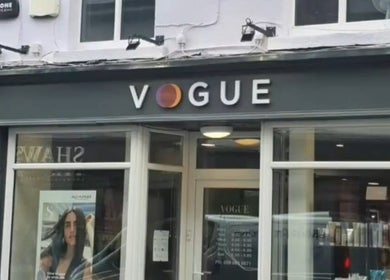 Front view of Vogue Hairdressing Salon, Athy, County Kildare, IE, showcasing its elegant entrance design.