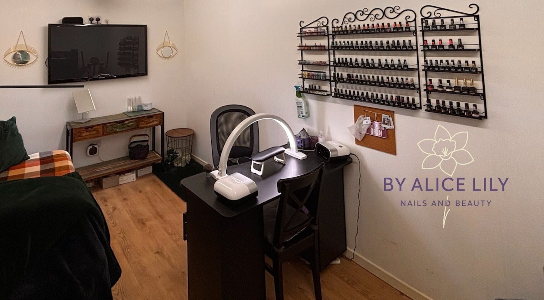 Cozy nail studio at By Alice Lily - Nails and Beauty, Runcorn, England, GB, featuring a stylish manicure station.