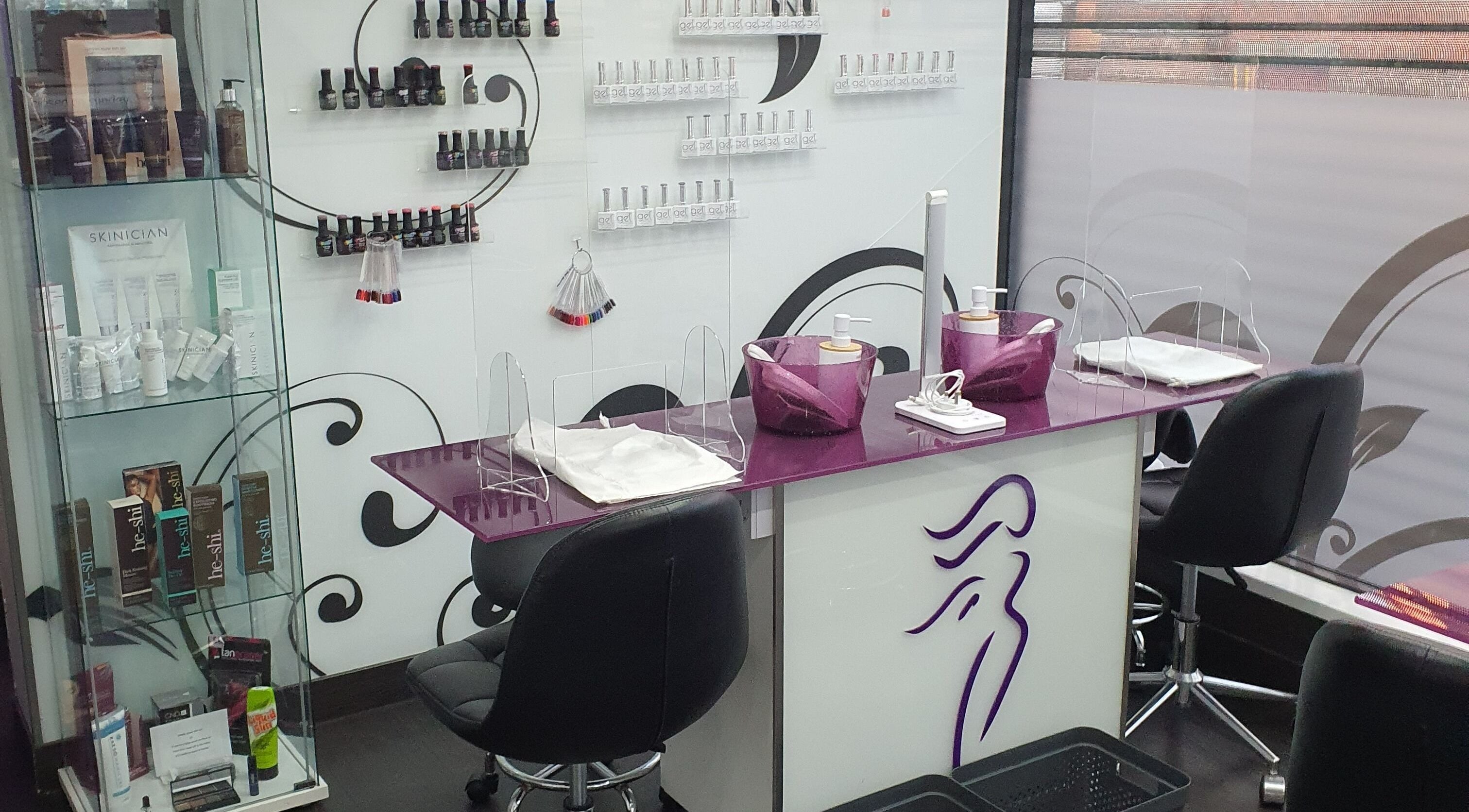 Elegant nail station at Sunderland Hair and Beauty Salon in Sunderland, England, GB, showcasing premium beauty products.