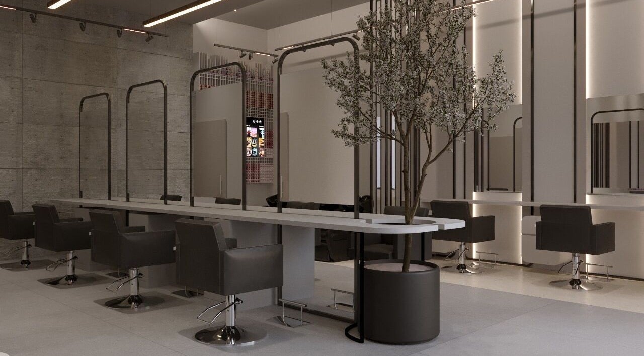 Elegant salon chairs and mirrors at Code Hair ladies salon - Motorcity, Dubai, Dubai, AE.