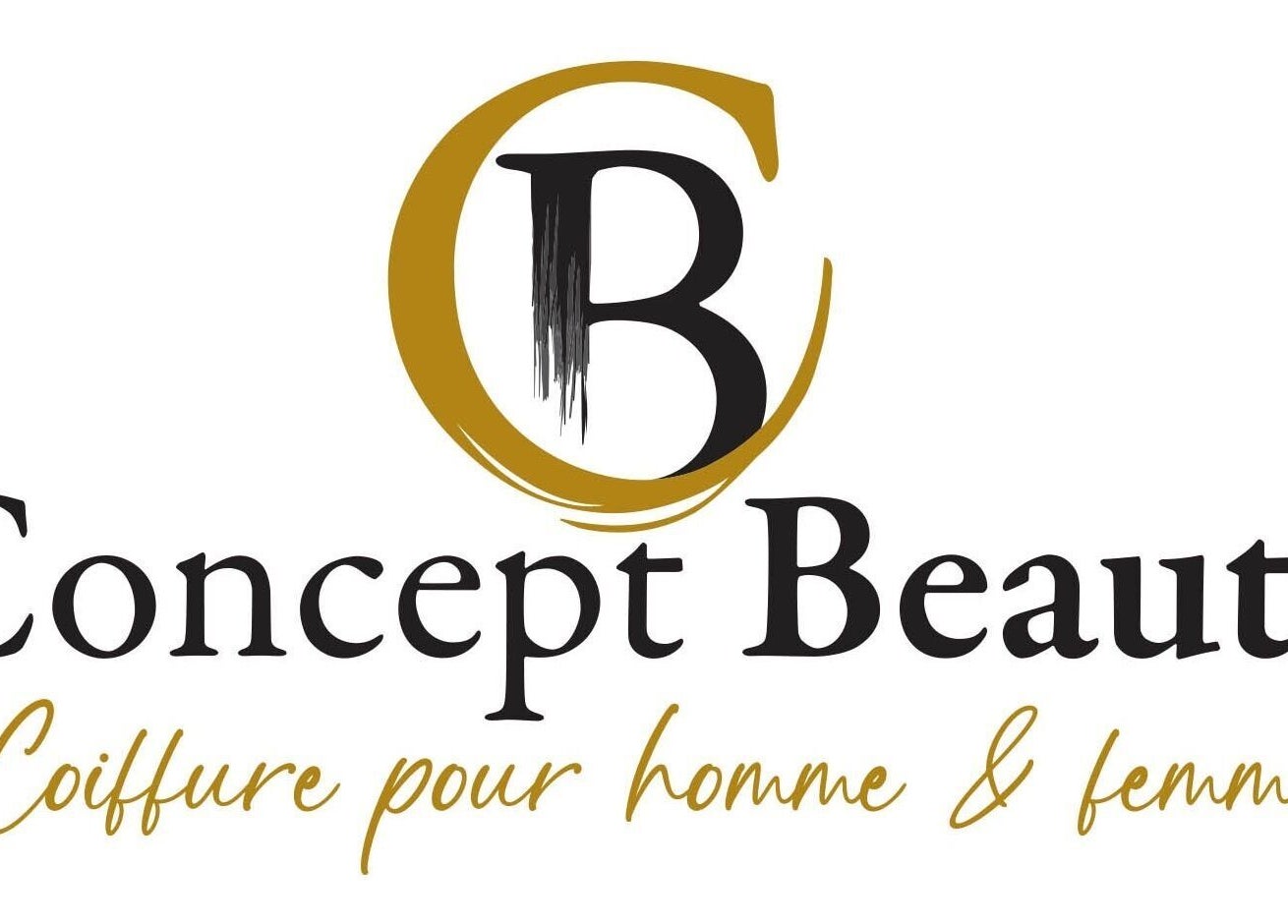 Logo de Concept Beauté à Acton Vale, Québec, CA, affichant des services de coiffure pour hommes et femmes.