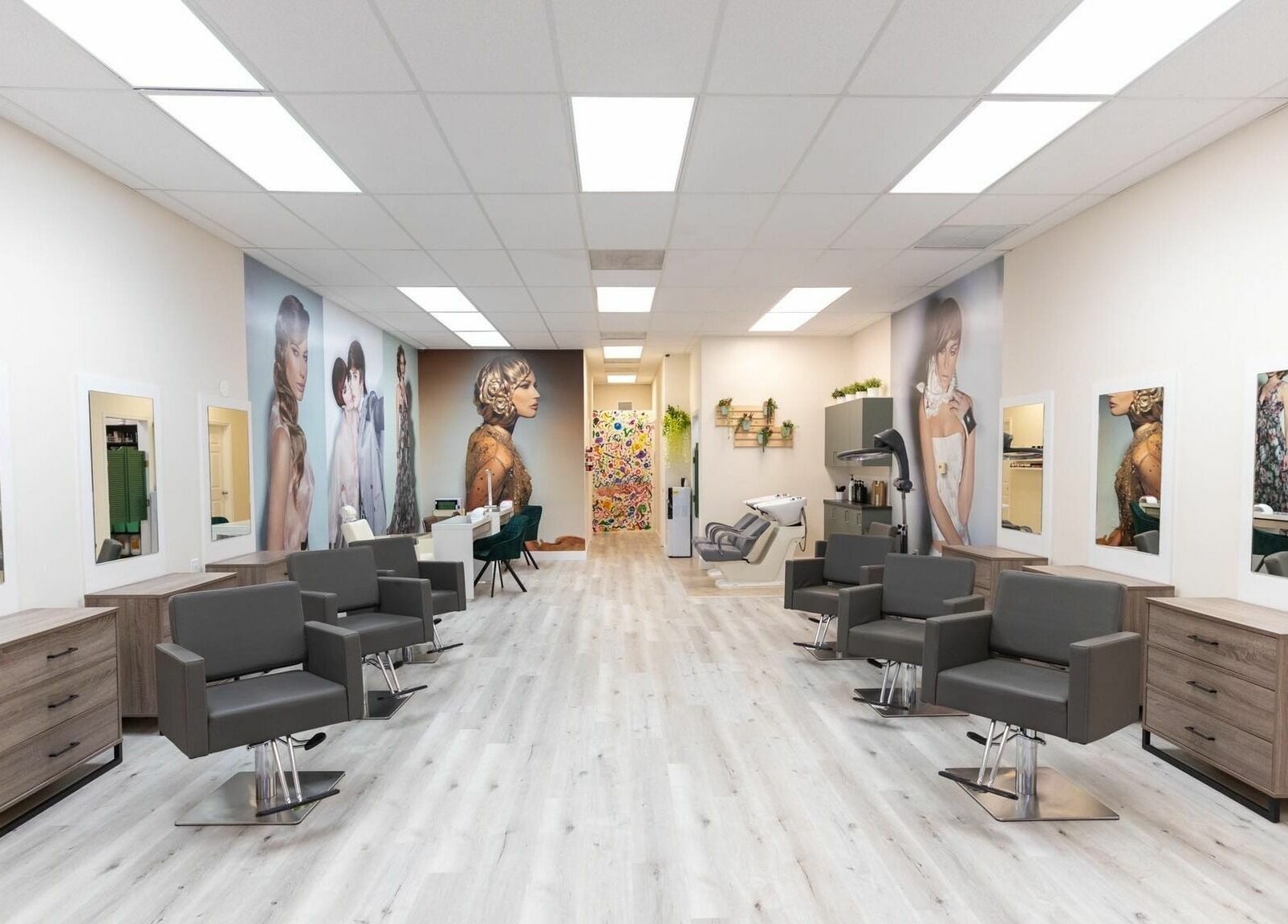 Stylish interior of Babelle Salon and Spa in Pompano Beach, Florida, US showcasing modern, elegant salon chairs.