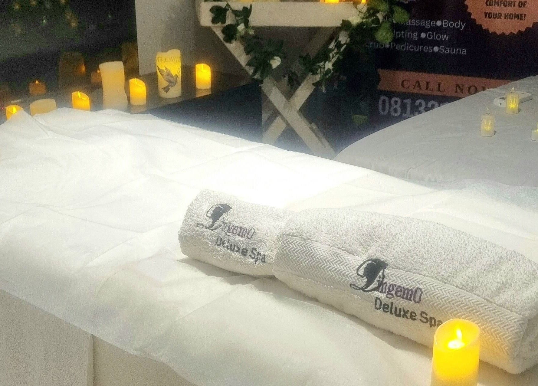 Tranquil massage setup at Dingemo Deluxe Spa- Mobile Service, Abuja, Federal Capital Territory, NG.