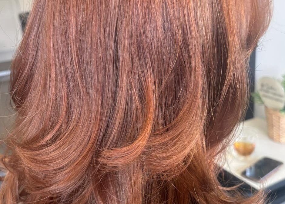 Elegant ginger hair styled beautifully at Salon In The Square, Mawnan Smith, England, GB.