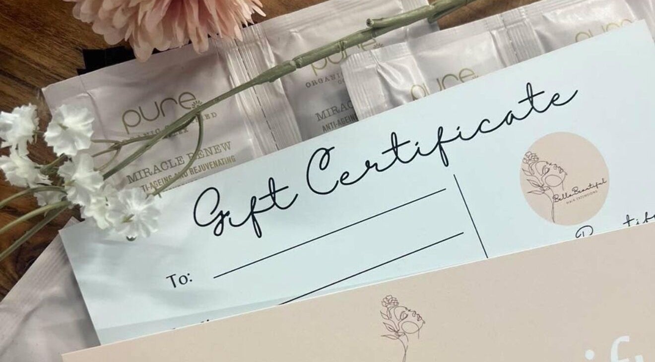 Bella Beautiful gift certificate with floral decor, Mawson Lakes, South Australia.