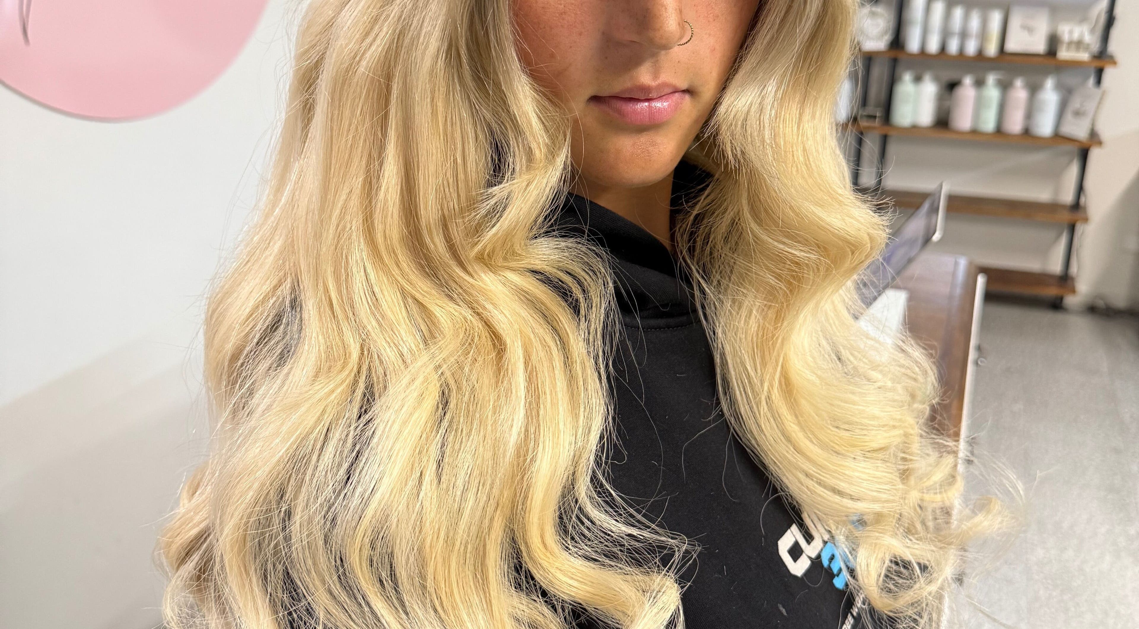 Elegant blonde curls styled at Bella Beautiful, Mawson Lakes, South Australia, AU.