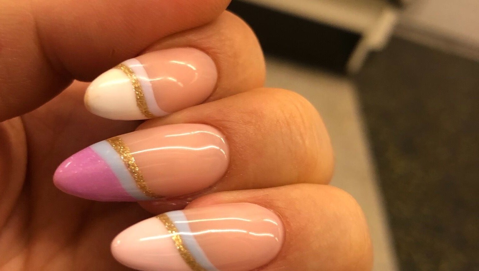 Elegant nail art with gold accents at MatNails Beauty The St. Botolph Building, London, England, GB.