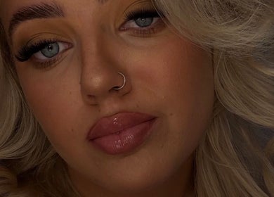 Close-up of a woman's face with glamorous makeup at Swift Hair & Beauty By Natalya, Bangor, Northern Ireland, GB.
