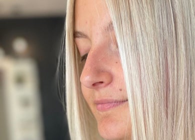 Sleek blonde hair styled at Swift Hair & Beauty By Natalya, Bangor, Northern Ireland, GB.