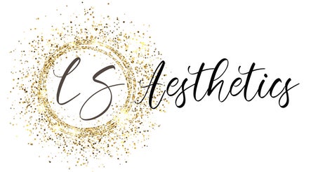 LS Aesthetics logo featuring gold glitter swirl, located in Miskin, Wales, GB.
