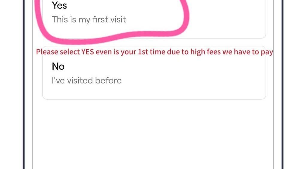 Mobile screenshot at Zhenni Spa in Murfreesboro, Tennessee, US showing first visit selection prompt.