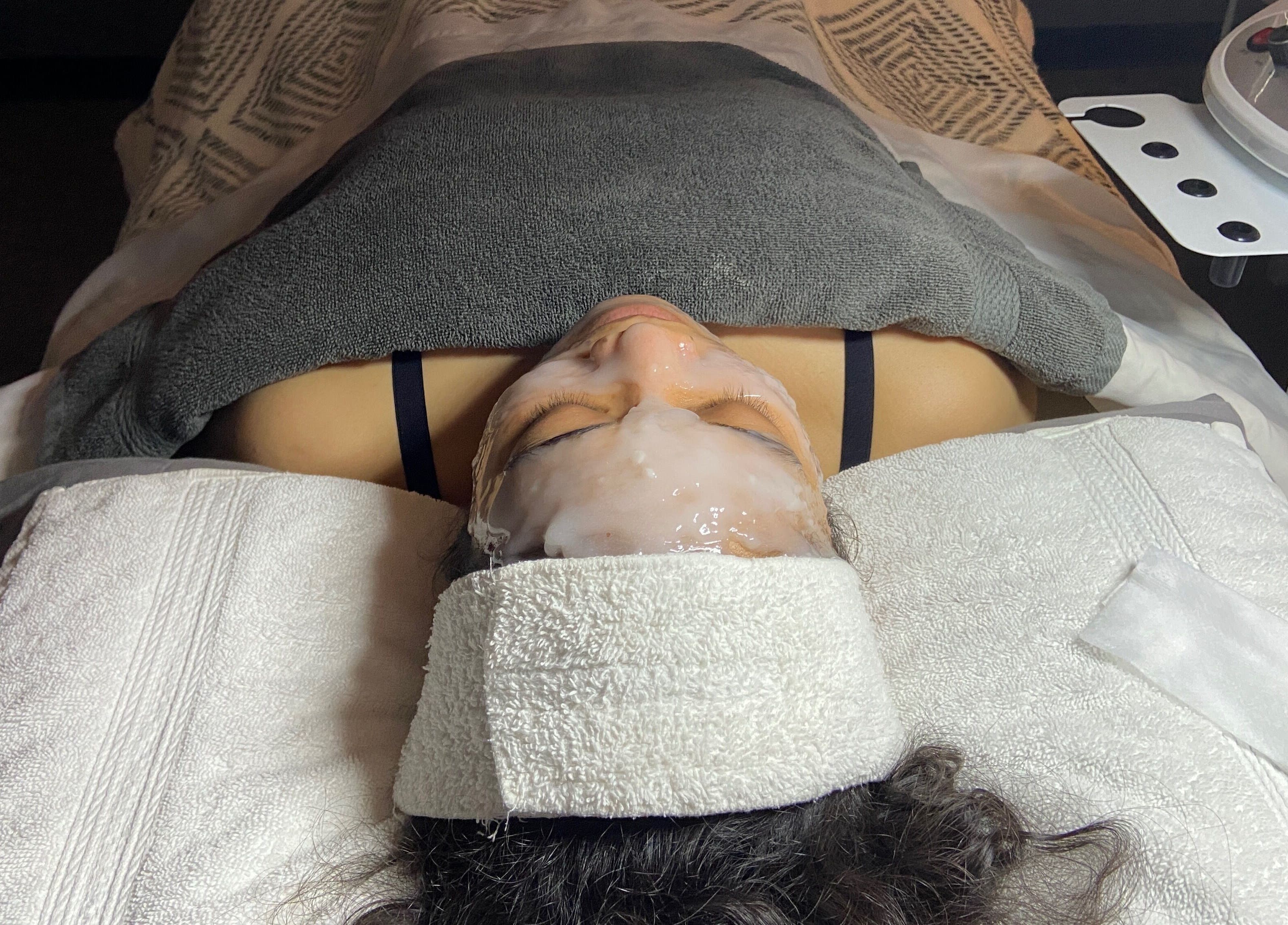 A client enjoys a soothing facial treatment at Zhenni Spa, Murfreesboro, Tennessee, US.